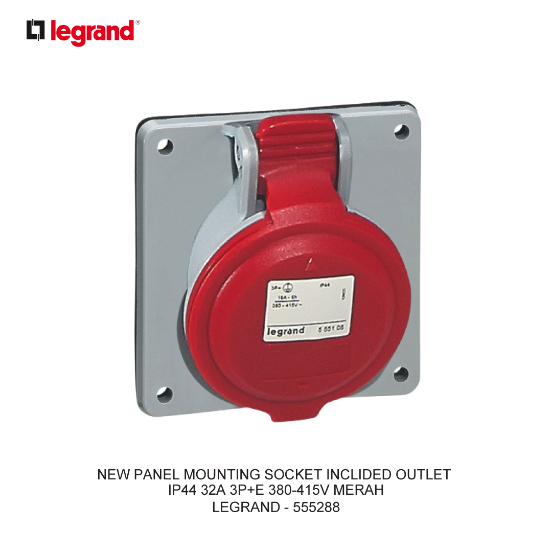 NEW PANEL MOUNTING SOCKET INCLIDED OUTLET IP44 32A 3P+E 380-415V RED
