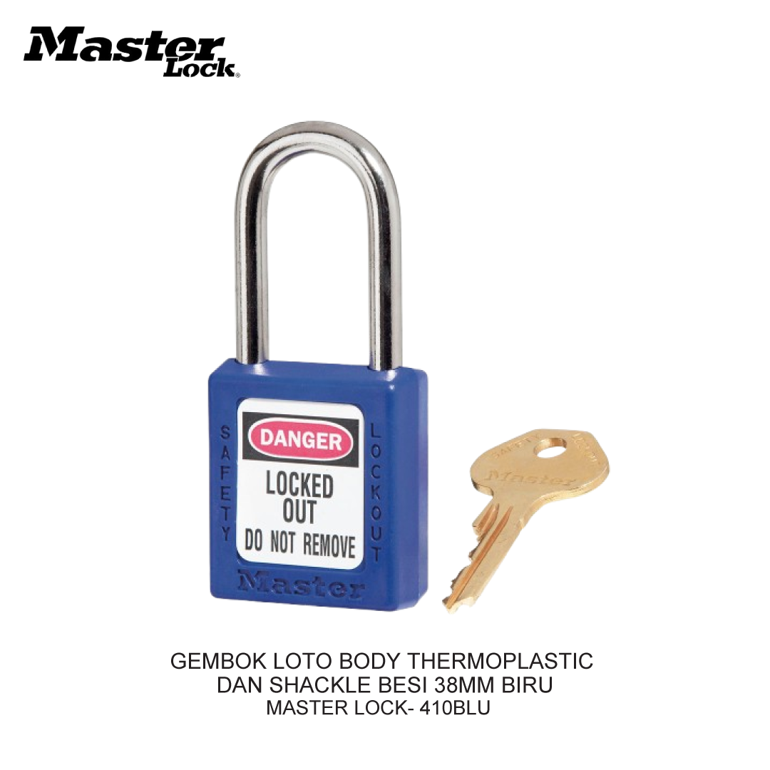 GEMBOK LOTO BODY THERMOPLASTIC AND SHACKLE BESI 38MM BLUE
