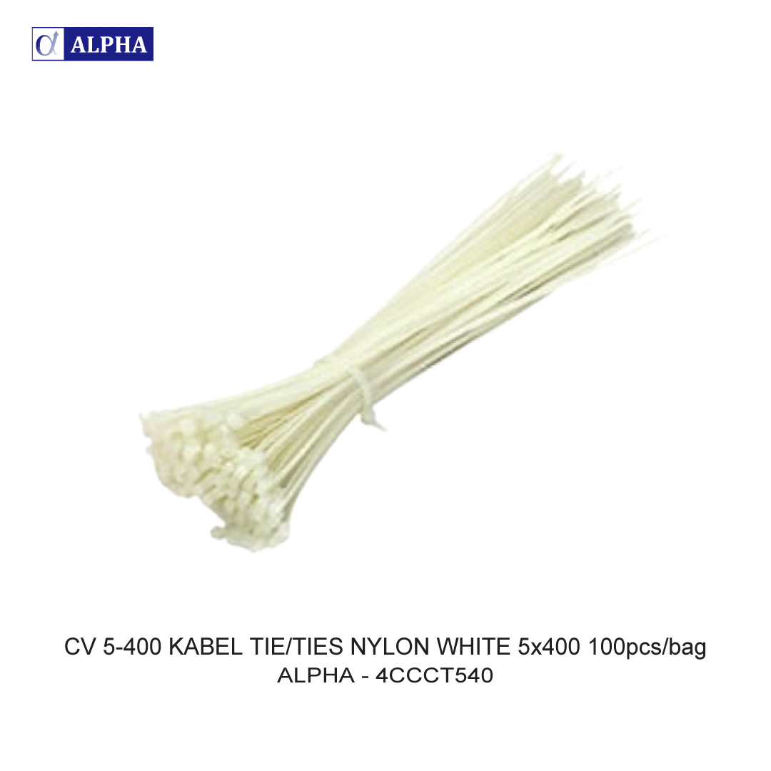 CV 5-400 CABLE TIE/TIES NYLON WHITE 5x400 100pcs/bag