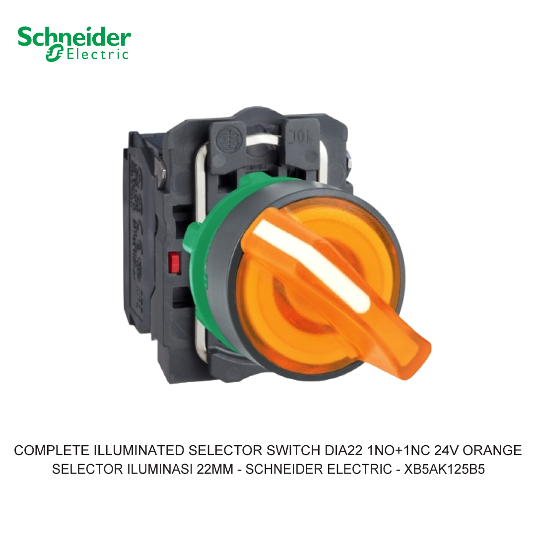 COMPLETE ILLUMINATED SELECTOR SWITCH 2-POSITION STAY PUT 1NO+1NC 24V ORANGE