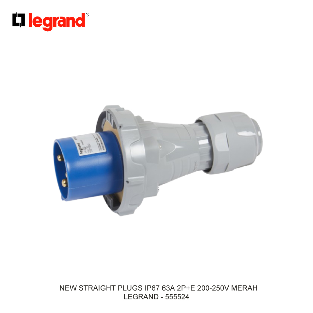 NEW STRAIGHT PLUGS IP67 63A 2P+E 200-250V BLUE