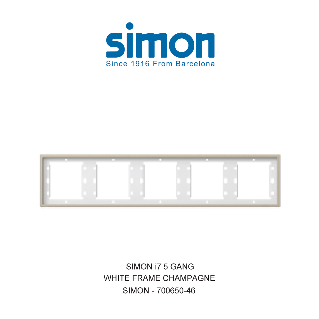 SIMON i7 5 GANG WHITE FRAME CHAMPAGNE
