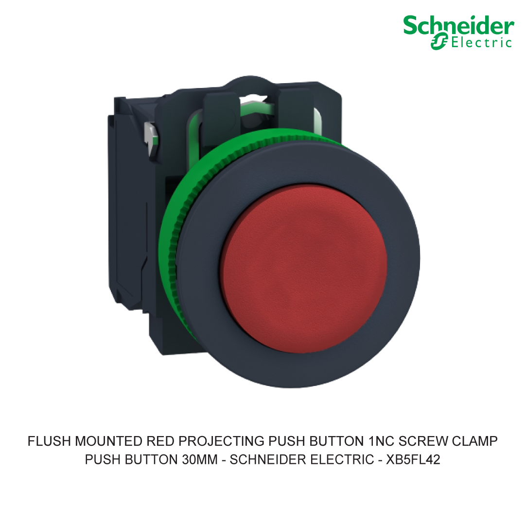 FLUSH MOUNTED RED PROJECTING PUSH BUTTON 1NC SCREW CLAMP