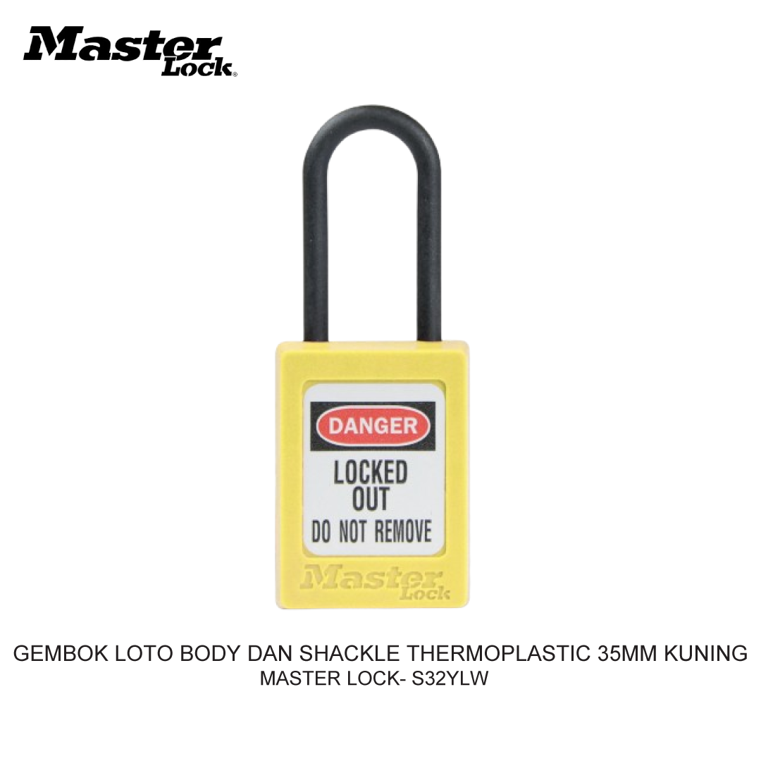 GEMBOK LOTO BODY AND SHACKLE THERMOPLASTIC 35MM YELLOW