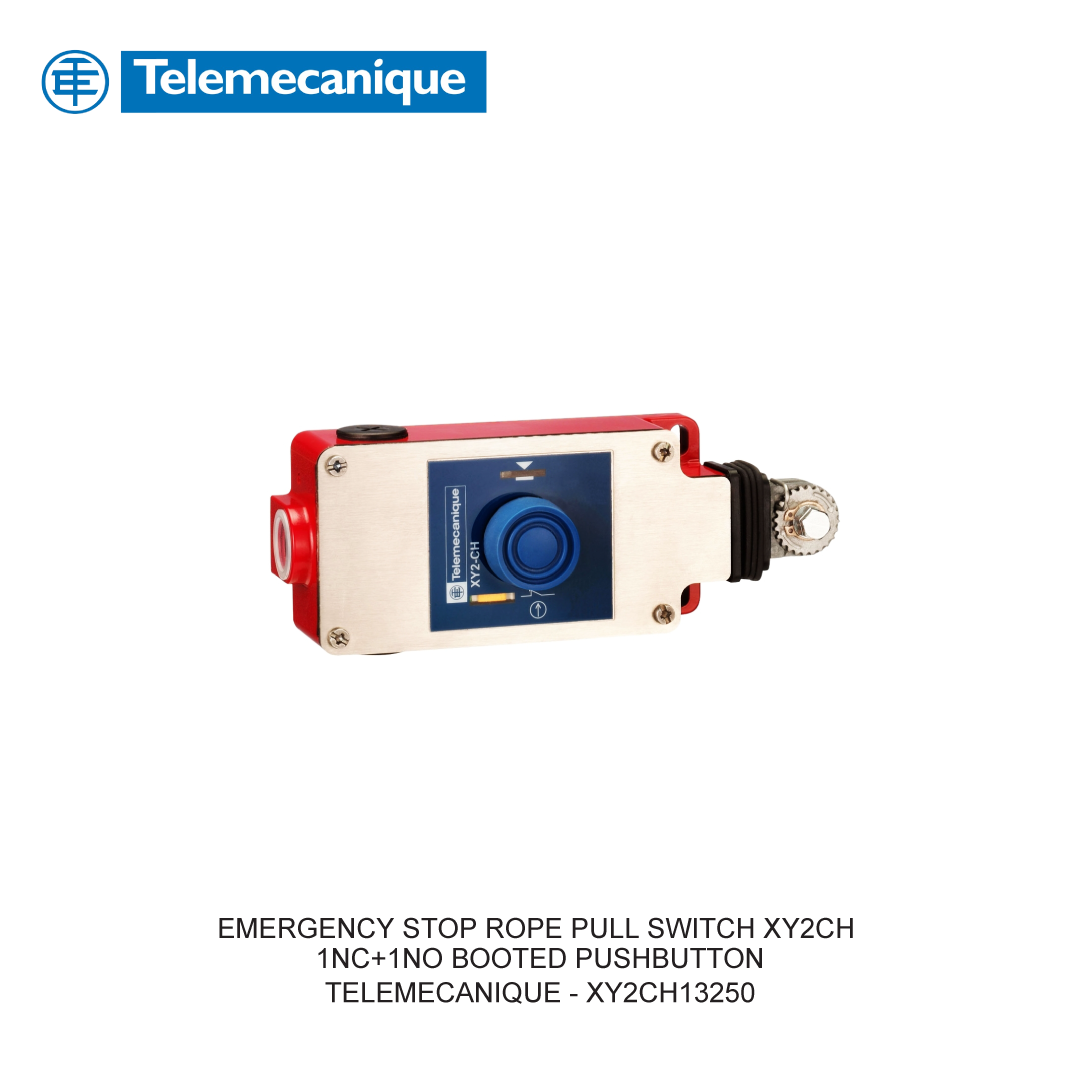 EMERGENCY STOP ROPE PULL SWITCH XY2CH 1NC+1NO BOOTED PUSHBUTTON