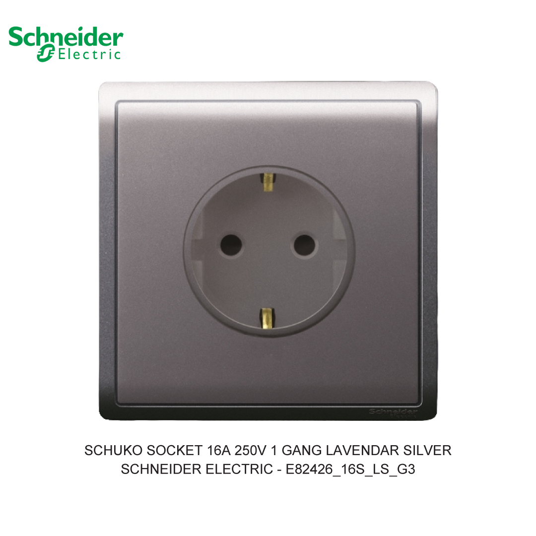 SCHUKO SOCKET 16A 250V 1 GANG LAVENDAR SILVER