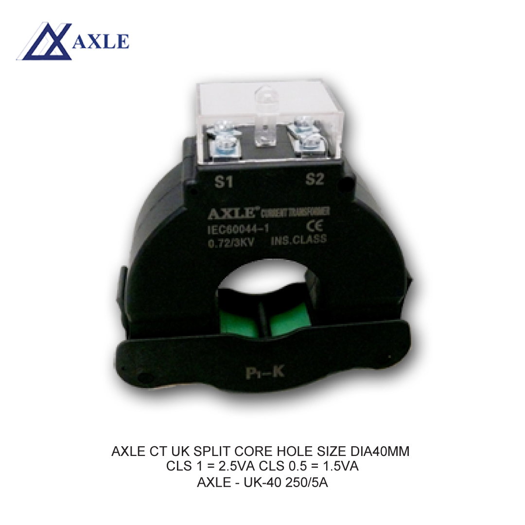 AXLE CT UK SPLIT CORE HOLE SIZE DIA40MM CLS 1 = 2.5VA CLS 0.5 = 1.5VA