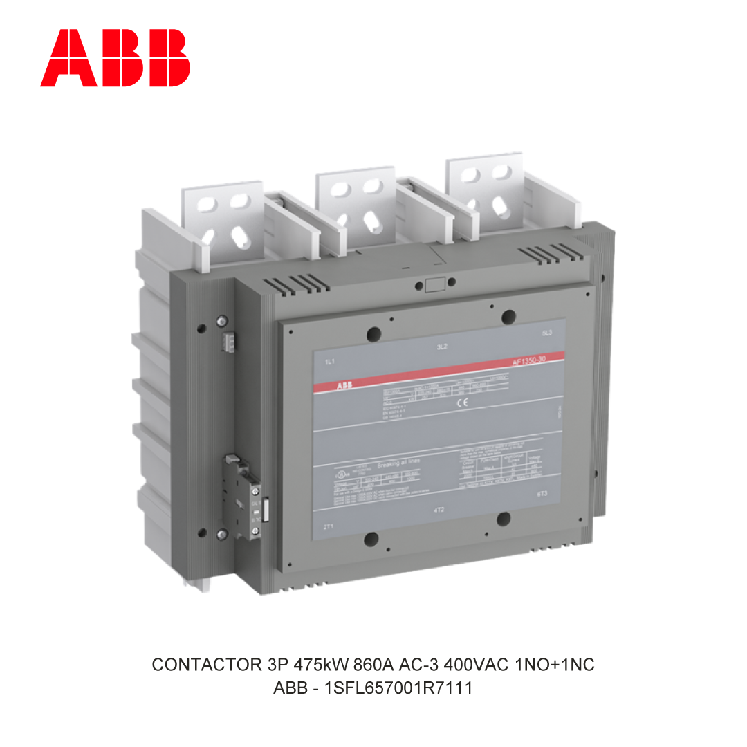 CONTACTOR 3P 475kW 860A AC-3 250-500V AC/DC 400V COIL 1NO+1NC