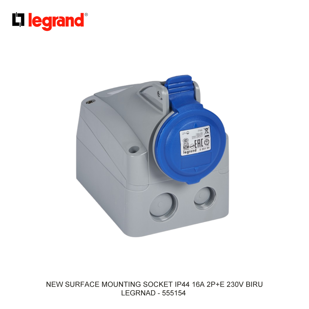 NEW SURFACE MOUNTING SOCKET IP44 16A 2P+E 230V BLUE