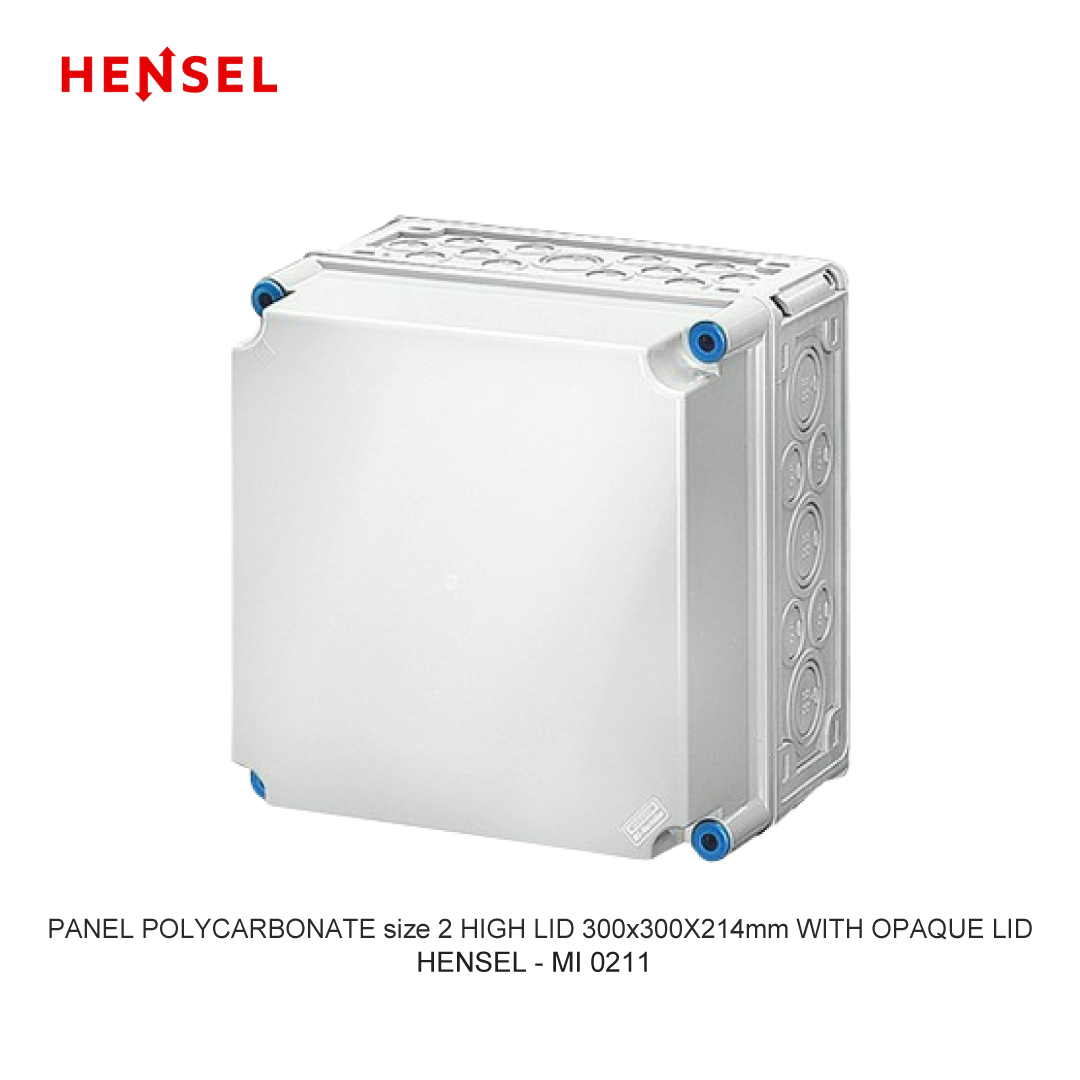 PANEL POLYCARBONATE size 2 HIGH LID 300x300X214mm WITH OPAQUE LID