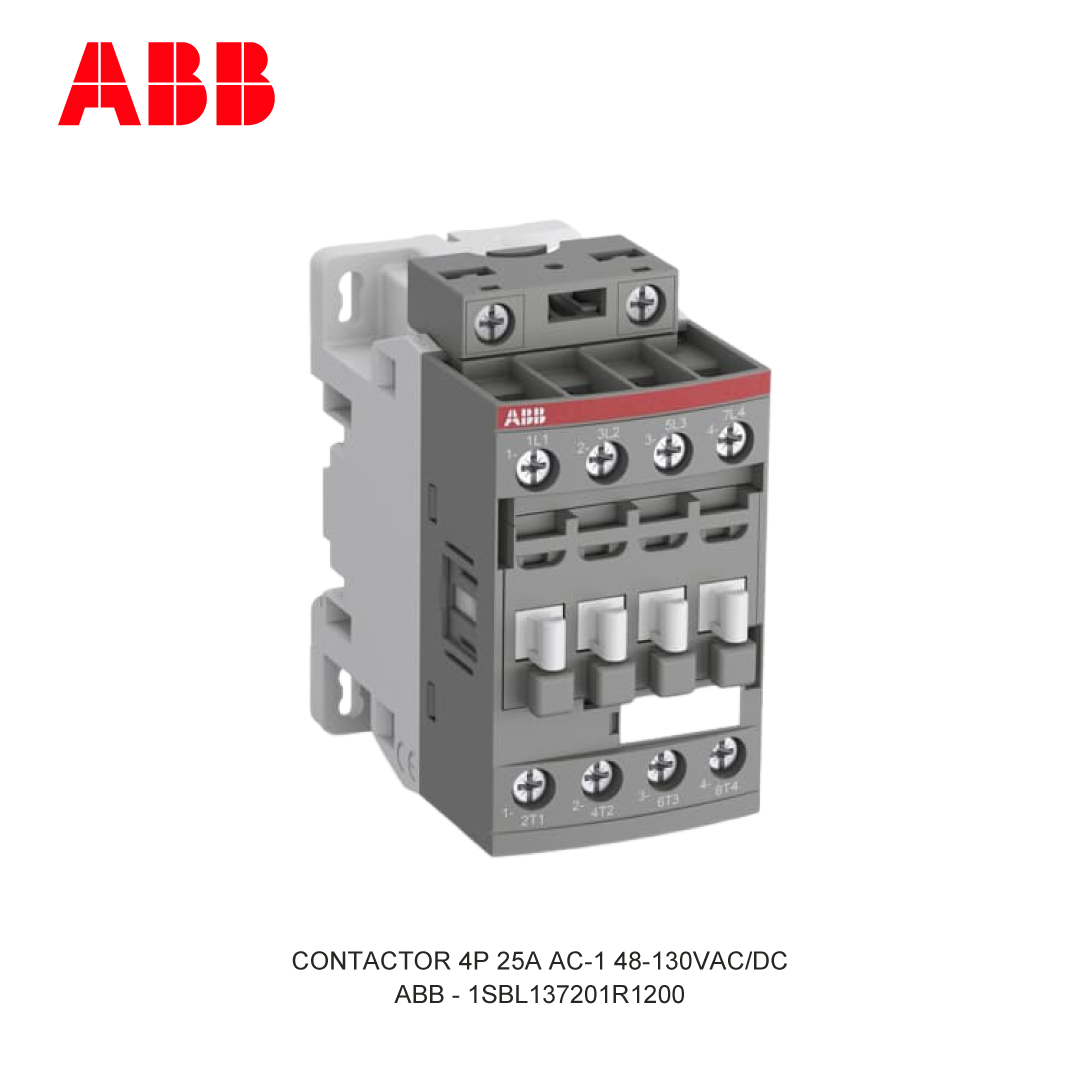 CONTACTOR 4P 25A AC-1 48-130V AC/DC