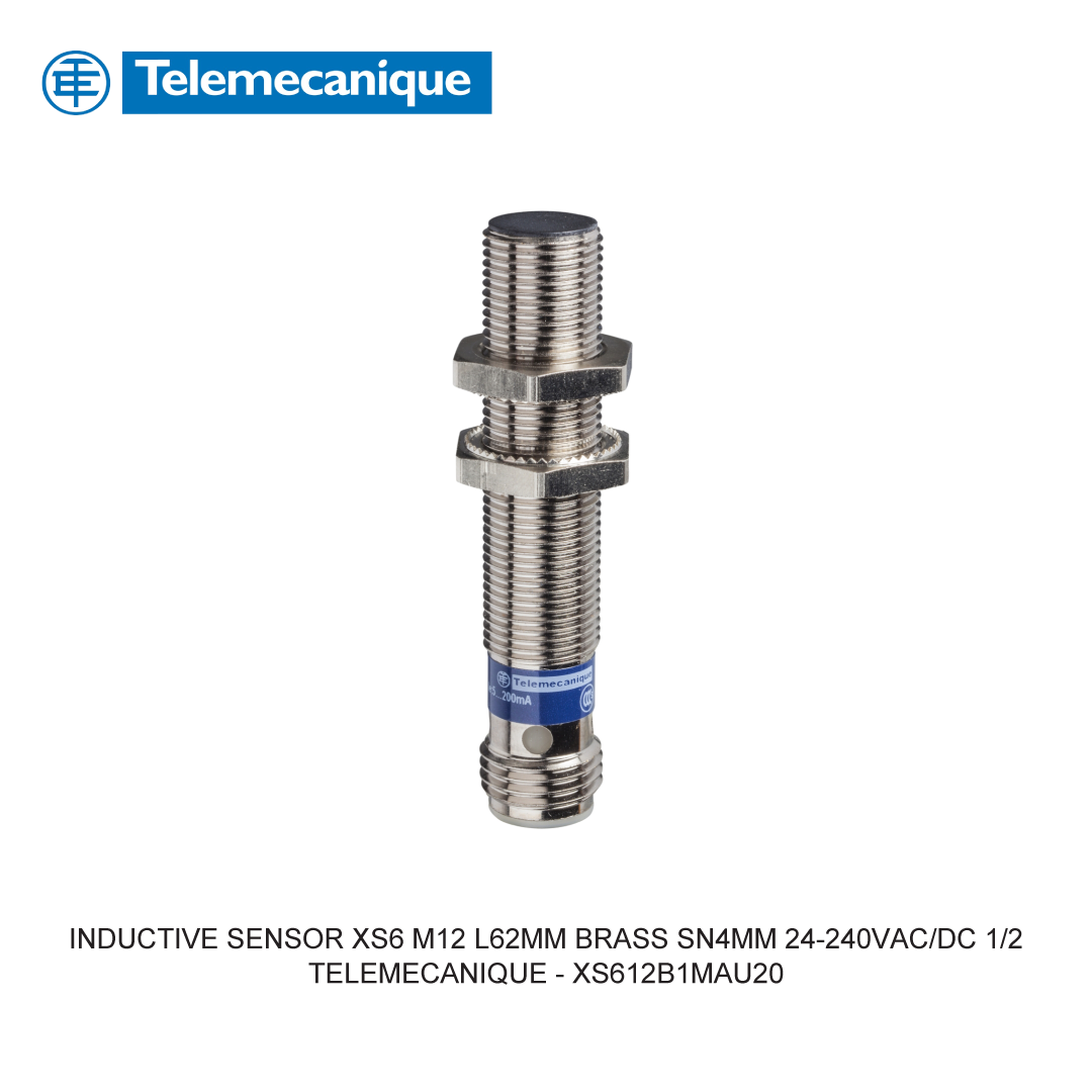 INDUCTIVE SENSOR XS6 M12 L62MM BRASS SN4MM 24-240VAC/DC 1/2