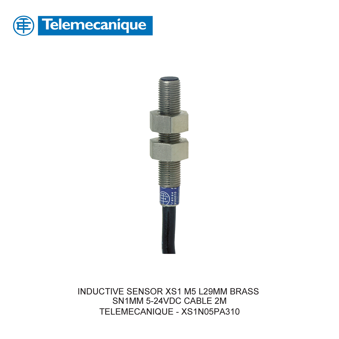 INDUCTIVE SENSOR XS1 M5 L29MM BRASS SN1MM 5-24VDC CABLE 2M