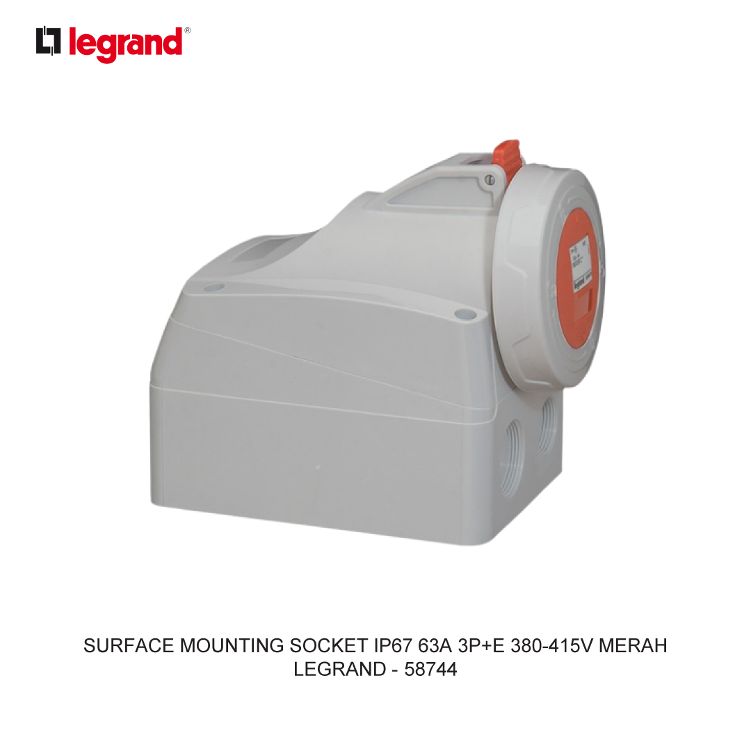 SURFACE MOUNTING SOCKET IP67 63A 3P+E 380-415V RED