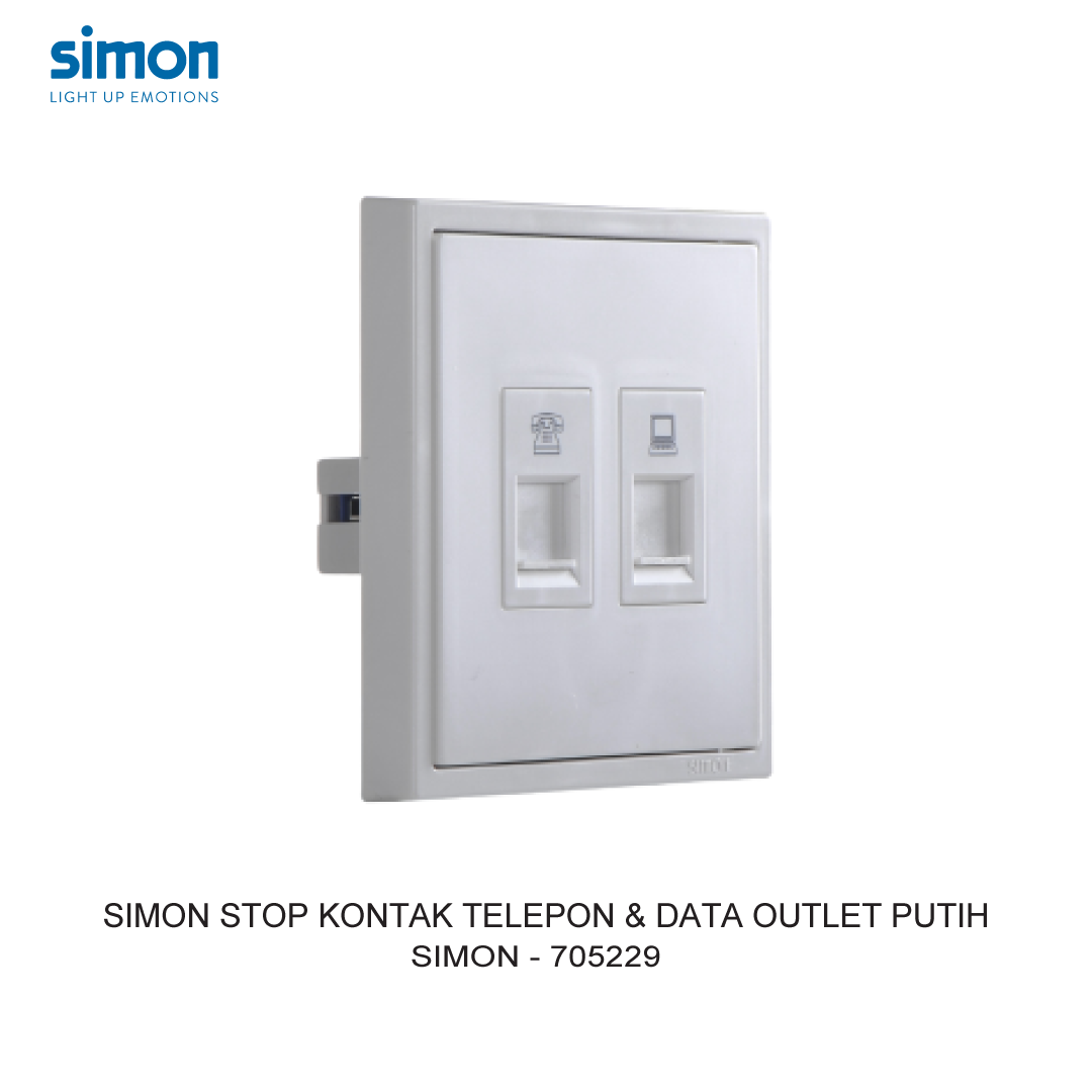 SIMON i7 TELEPHONE & DATA OUTLET MODULE WHITE