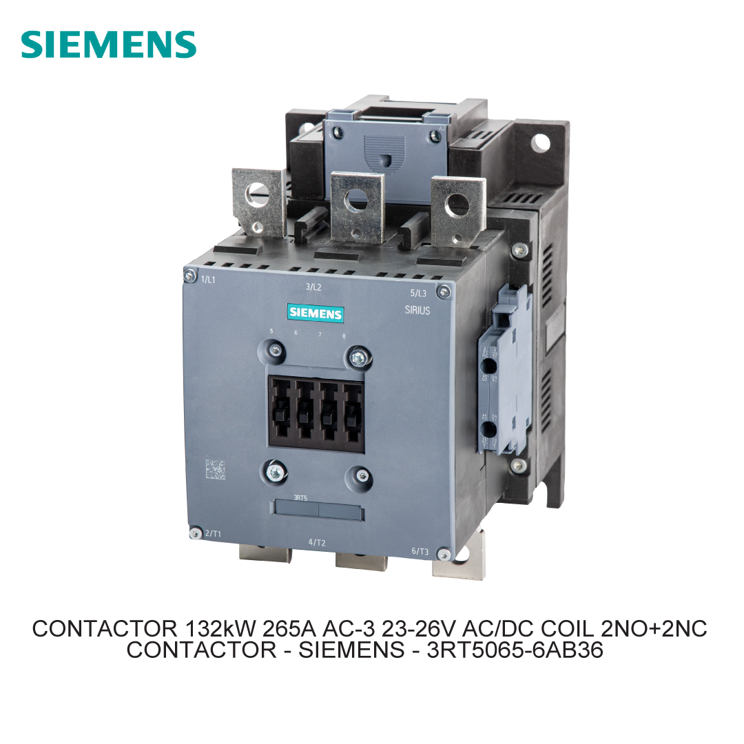 CONTACTOR 132kW 265A AC-3 23-26V AC/DC COIL 2NO+2NC