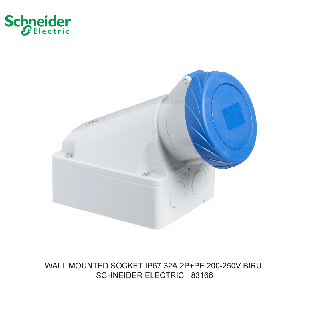 WALL MOUNTED SOCKET IP67 32A 2P+PE 200-250V BIRU