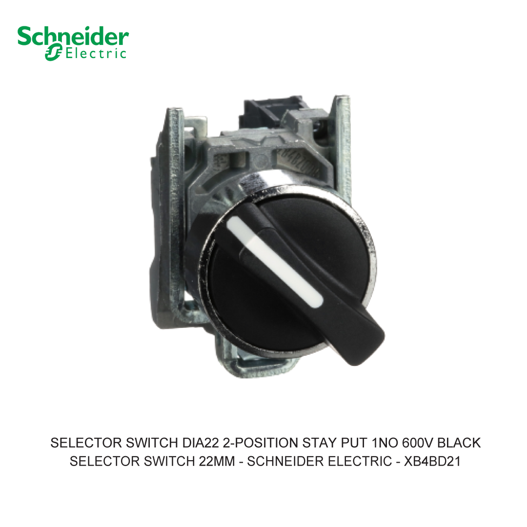 SELECTOR SWITCH DIA22 2-POSITION STAY PUT 1NO 600V BLACK