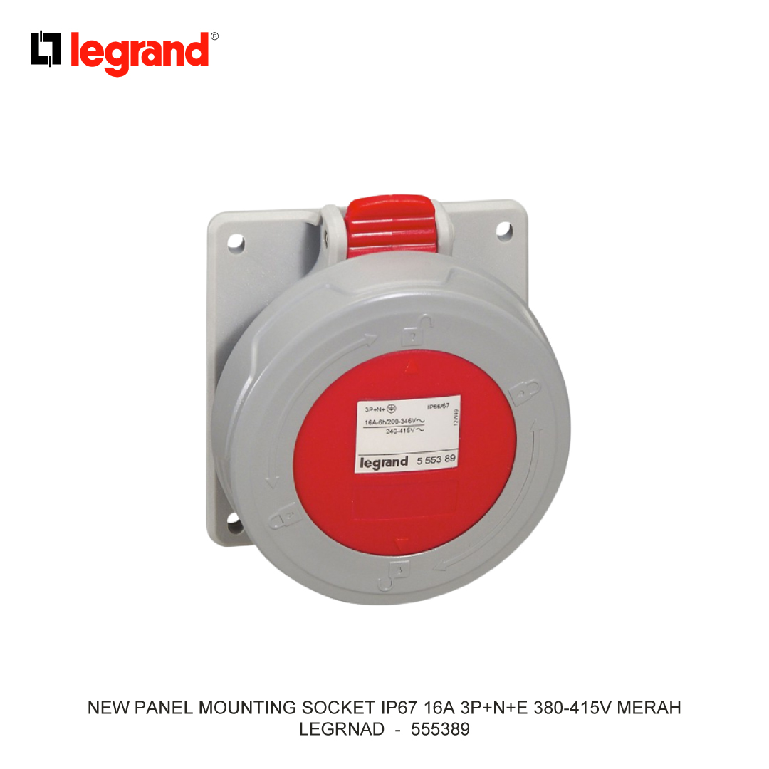 NEW PANEL MOUNTING SOCKET IP67 16A 3P+N+E 380-415V RED