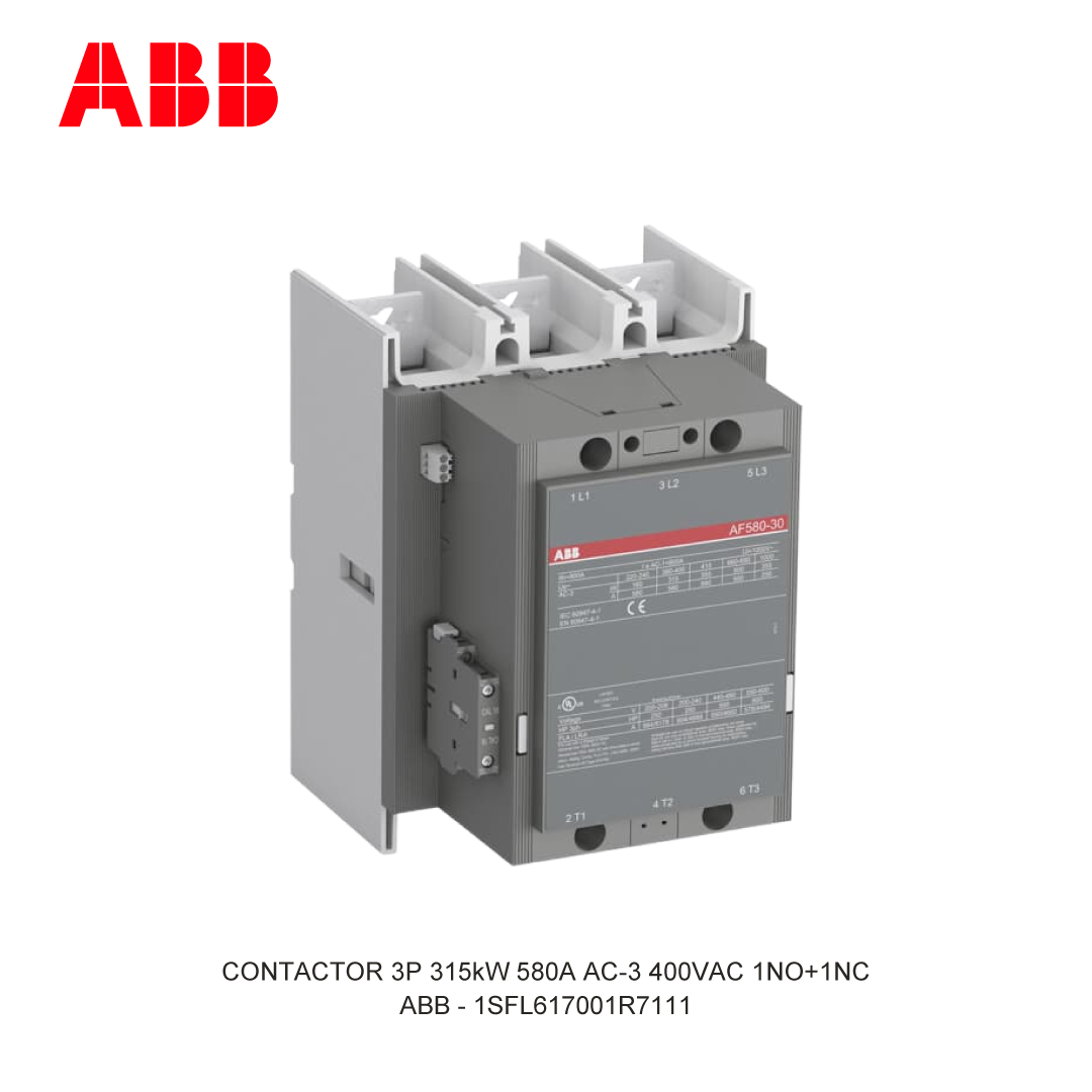CONTACTOR 3P 315kW 580A AC-3 250-500V AC/DC 400V COIL 1NO+1NC