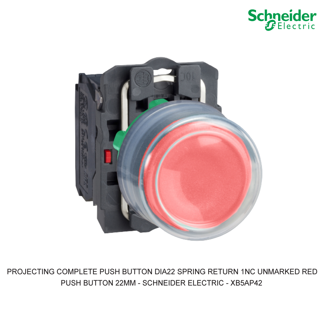 PROJECTING COMPLETE PUSH BUTTON DIA22 SPRING RETURN 1NC UNMARKED RED