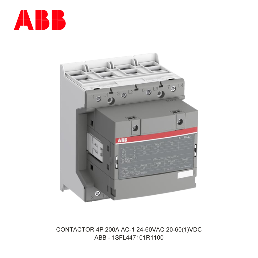 CONTACTOR 4P 200A AC-1 24-60VAC 20-60(1)VDC