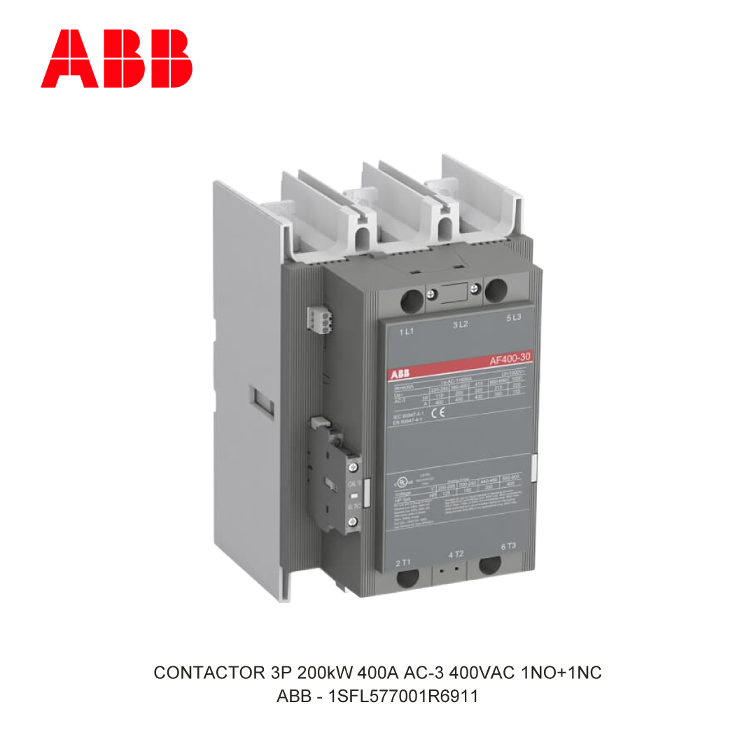 CONTACTOR 3P 200kW 400A AC-3 48-130V AC/DC 400V COIL 1NO+1NC