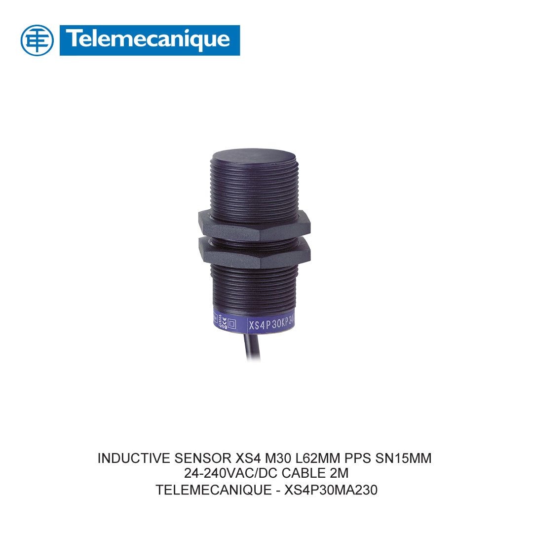 INDUCTIVE SENSOR XS4 M30 L62MM PPS SN15MM 24-240VAC/DC CABLE 2M
