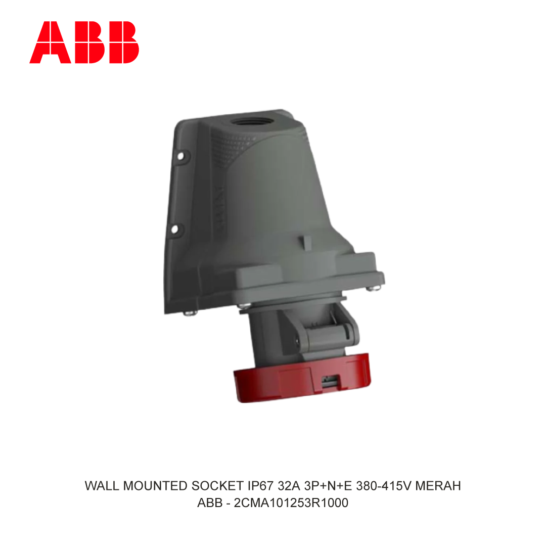 WALL MOUNTED SOCKET IP67 32A 3P+N+E 380-415V RED