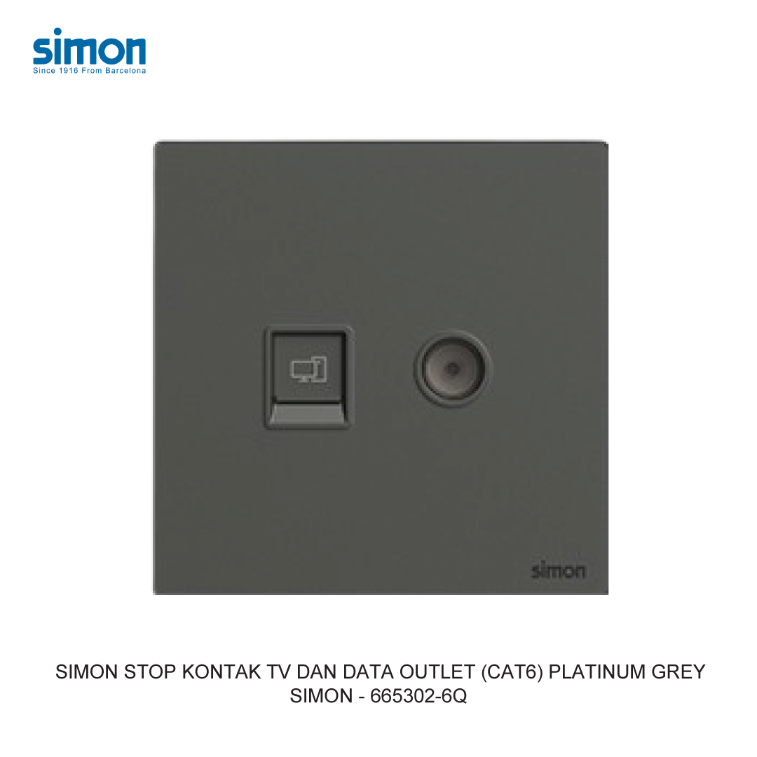 SIMON TV AND DATA OUTLET (CAT6) PLATINUM GREY