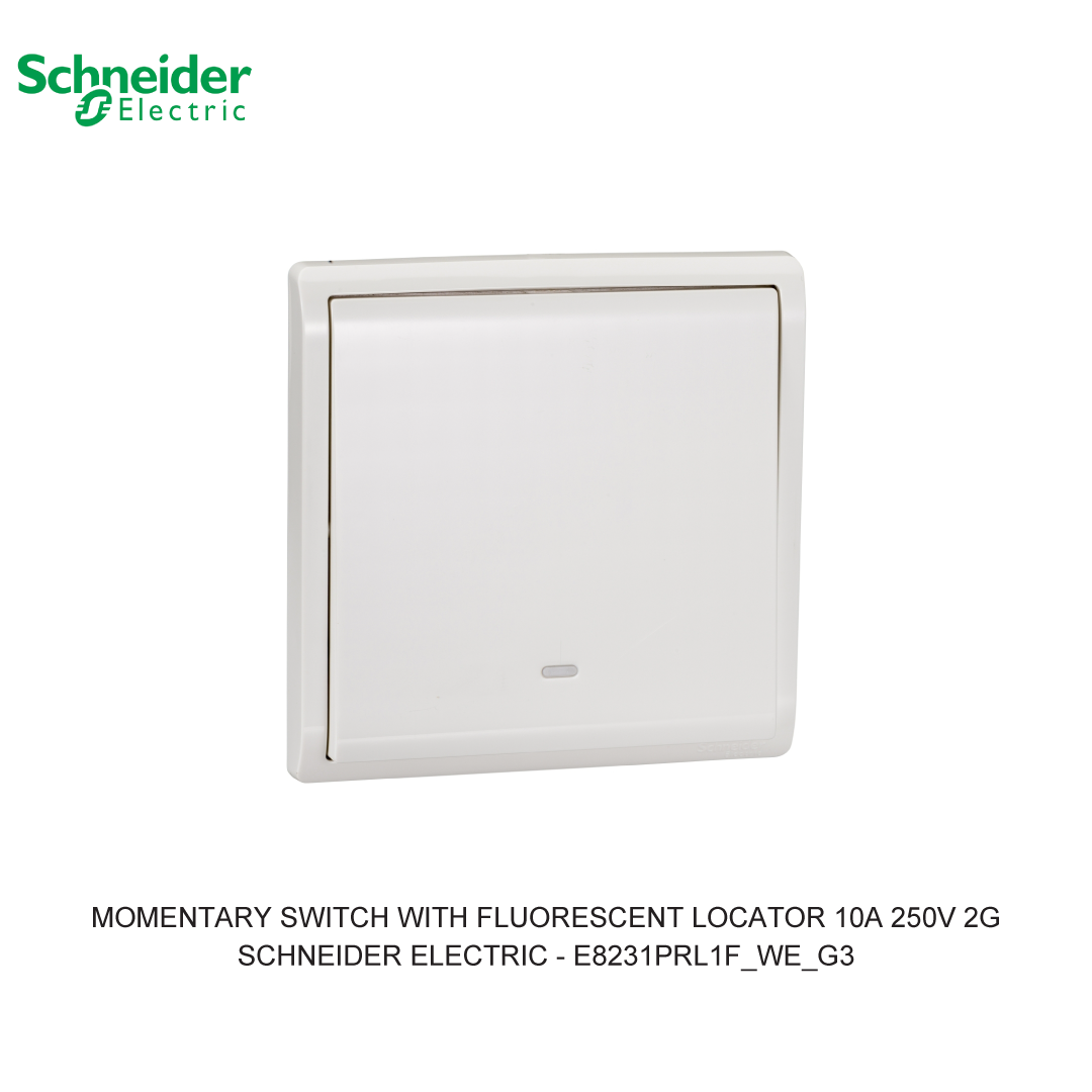 MOMENTARY SWITCH WITH FLUORESCENT LOCATOR 10A 250V 2G