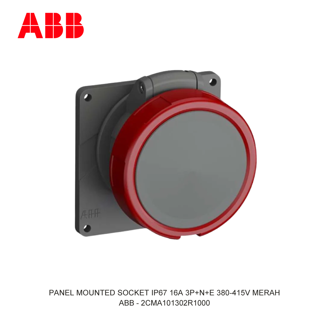 PANEL MOUNTED SOCKET IP67 16A 3P+N+E 380-415V MERAH