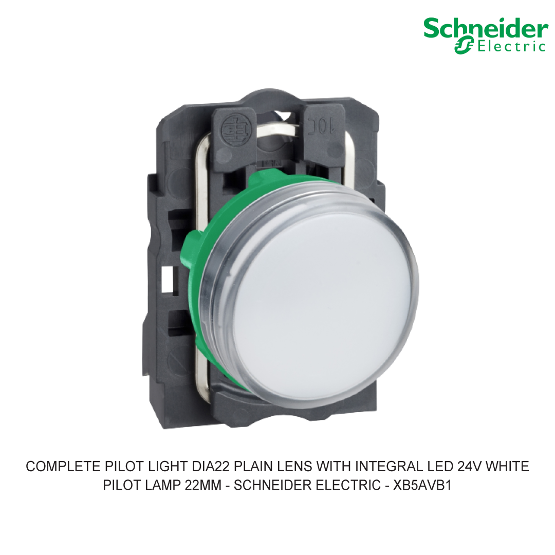 COMPLETE PILOT LIGHT DIA22 PLAIN LENS WITH INTEGRAL LED 24V WHITE