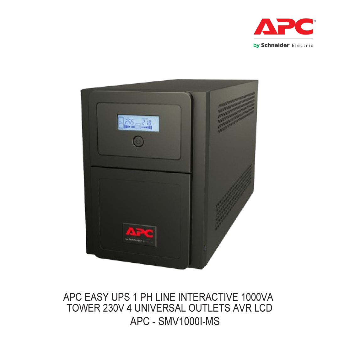 APC EASY UPS 1 PH LINE INTERACTIVE 1000VA TOWER 230V 4 UNIVERSAL OUTLETS AVR LCD