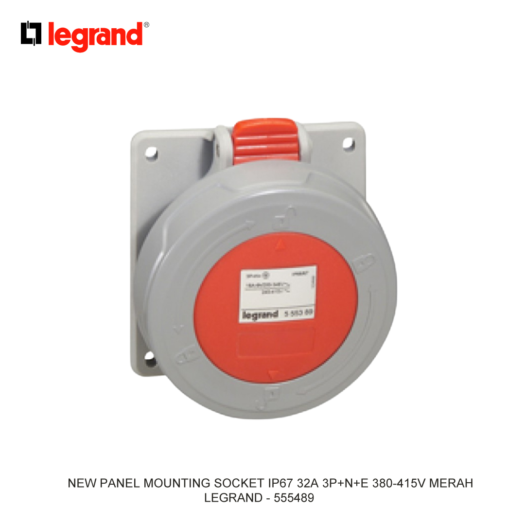 NEW PANEL MOUNTING SOCKET IP67 32A 3P+N+E 380-415V RED