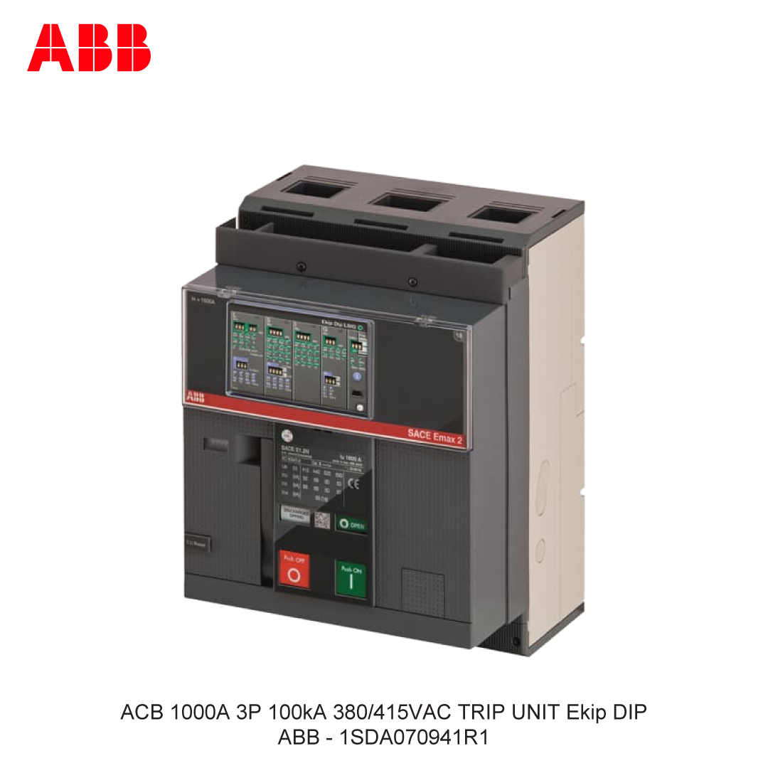 ACB 1000A 3P 100kA 380/415VAC TRIP UNIT Ekip DIP ABB