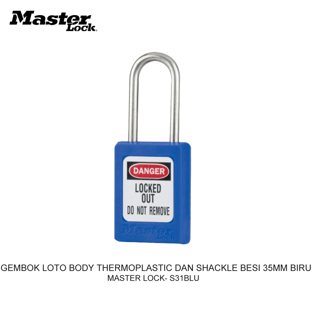 GEMBOK LOTO BODY THERMOPLASTIC AND SHACKLE BESI 35MM BLUE