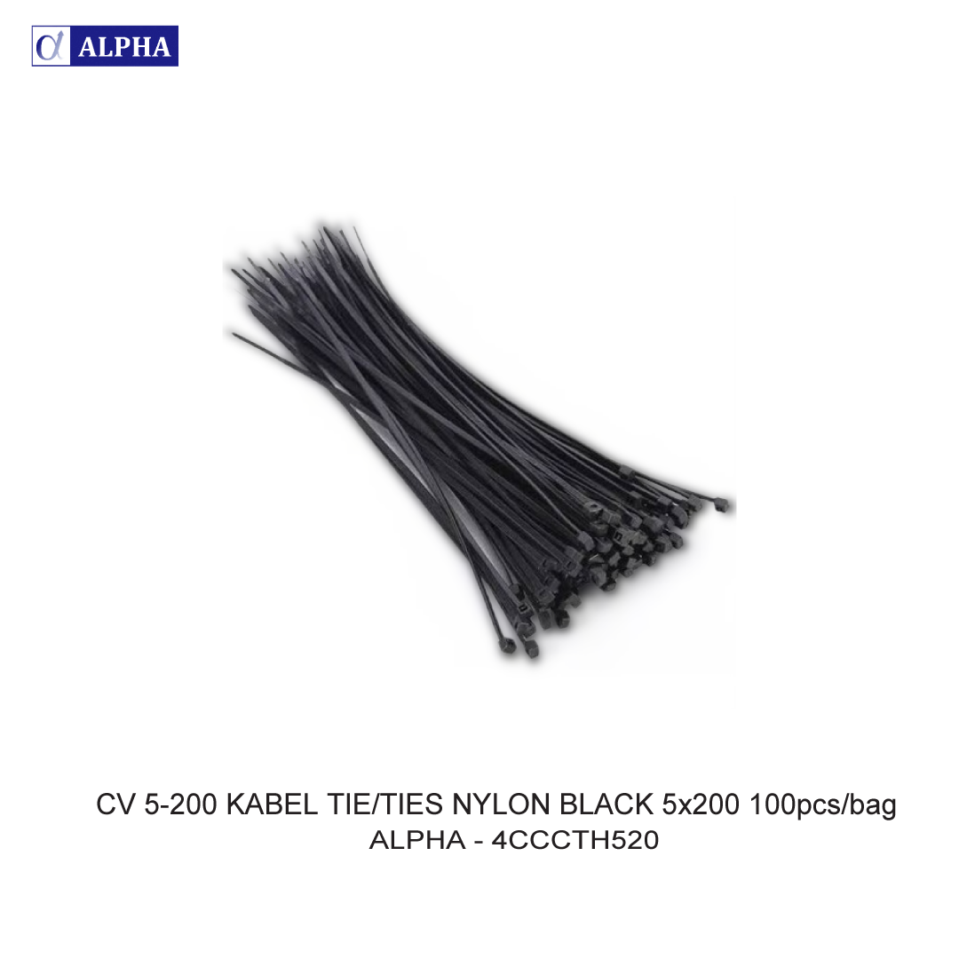 CV 5-200 CABLE TIE/TIES NYLON BLACK 5x200 100pcs/bag