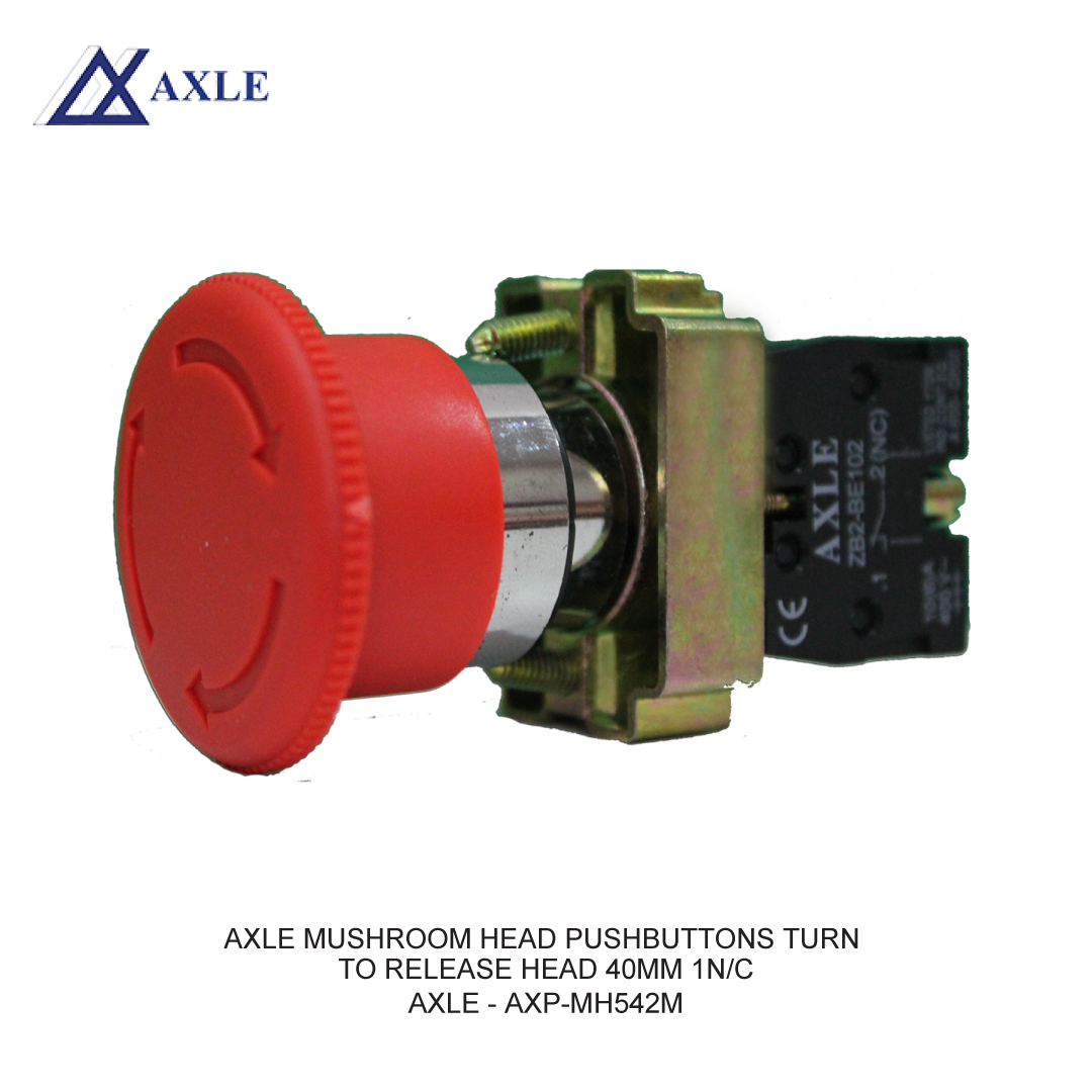 AXLE MUSHROOM HEAD PUSHBUTTONS TURN TO RELEASE HEAD 40MM 1N/C