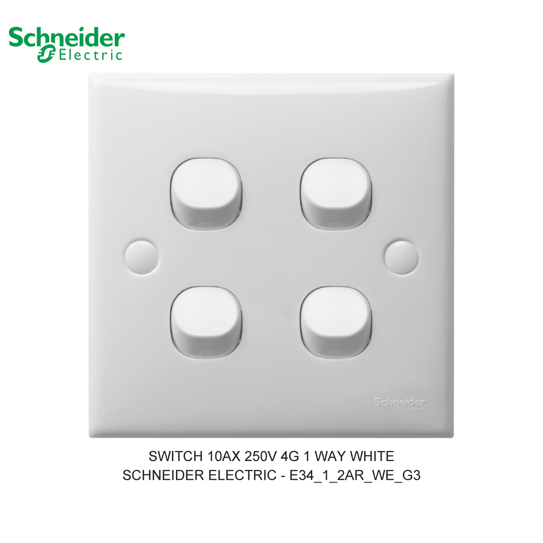 SWITCH 10AX 250V 4G 1 WAY WHITE