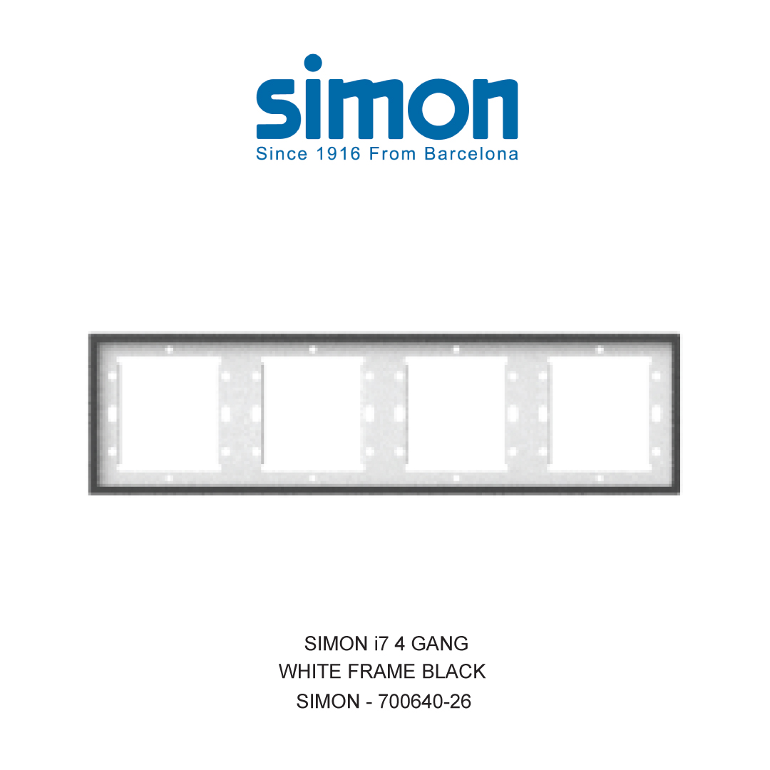 SIMON i7 4 GANG WHITE FRAME BLACK