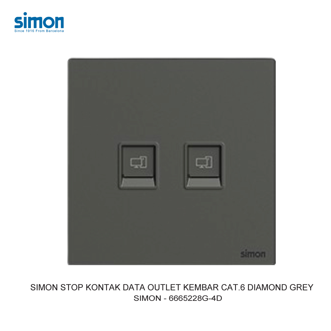 SIMON TWIN DATA OUTLET CAT.6 DIAMOND GREY