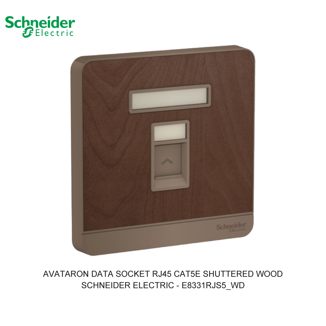 AVATARON DATA SOCKET RJ45 CAT5E SHUTTERED WOOD