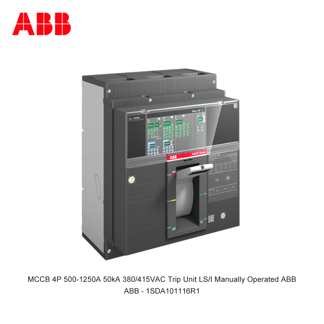 MCCB 4P 500-1250A 50kA 380/415VAC Trip Unit LS/I Manually Operated ABB