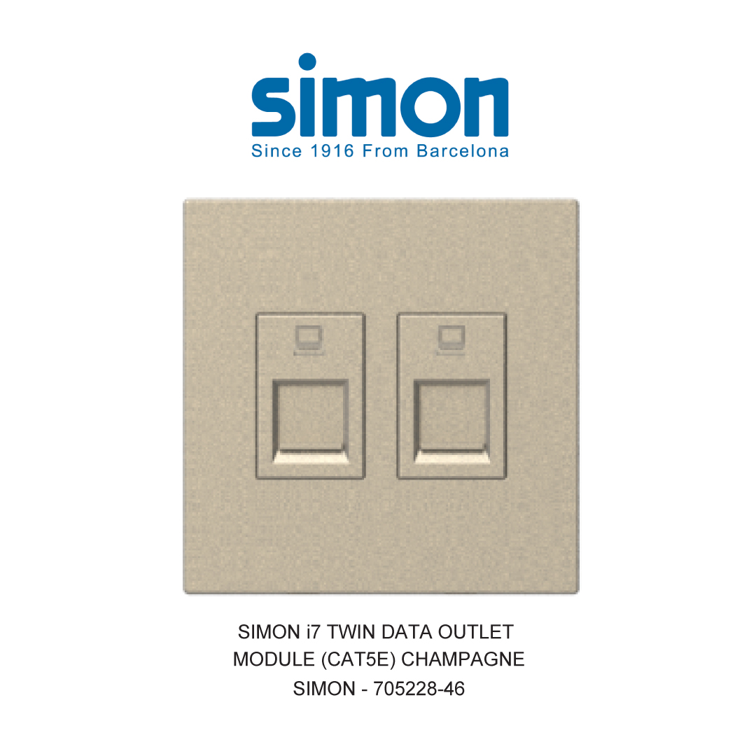 SIMON i7 STOP KONTAK KEMBAR DATA OUTLET (CAT5E) CHAMPAGNE