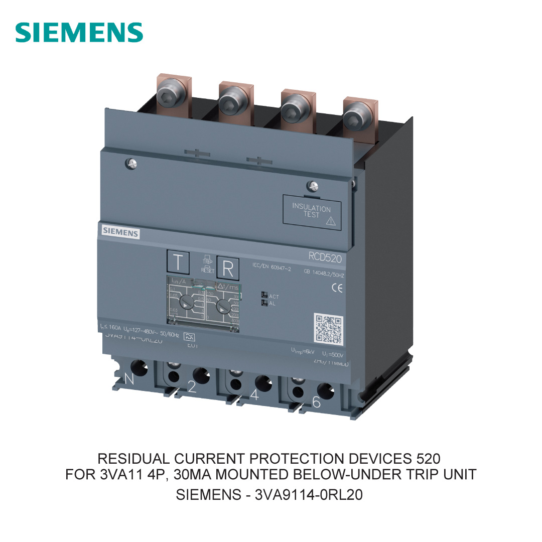 RESIDUAL CURRENT PROTECTION DEVICES 520 FOR 3VA11 4P, 30MA MOUNTED BELOW-UNDER TRIP UNIT