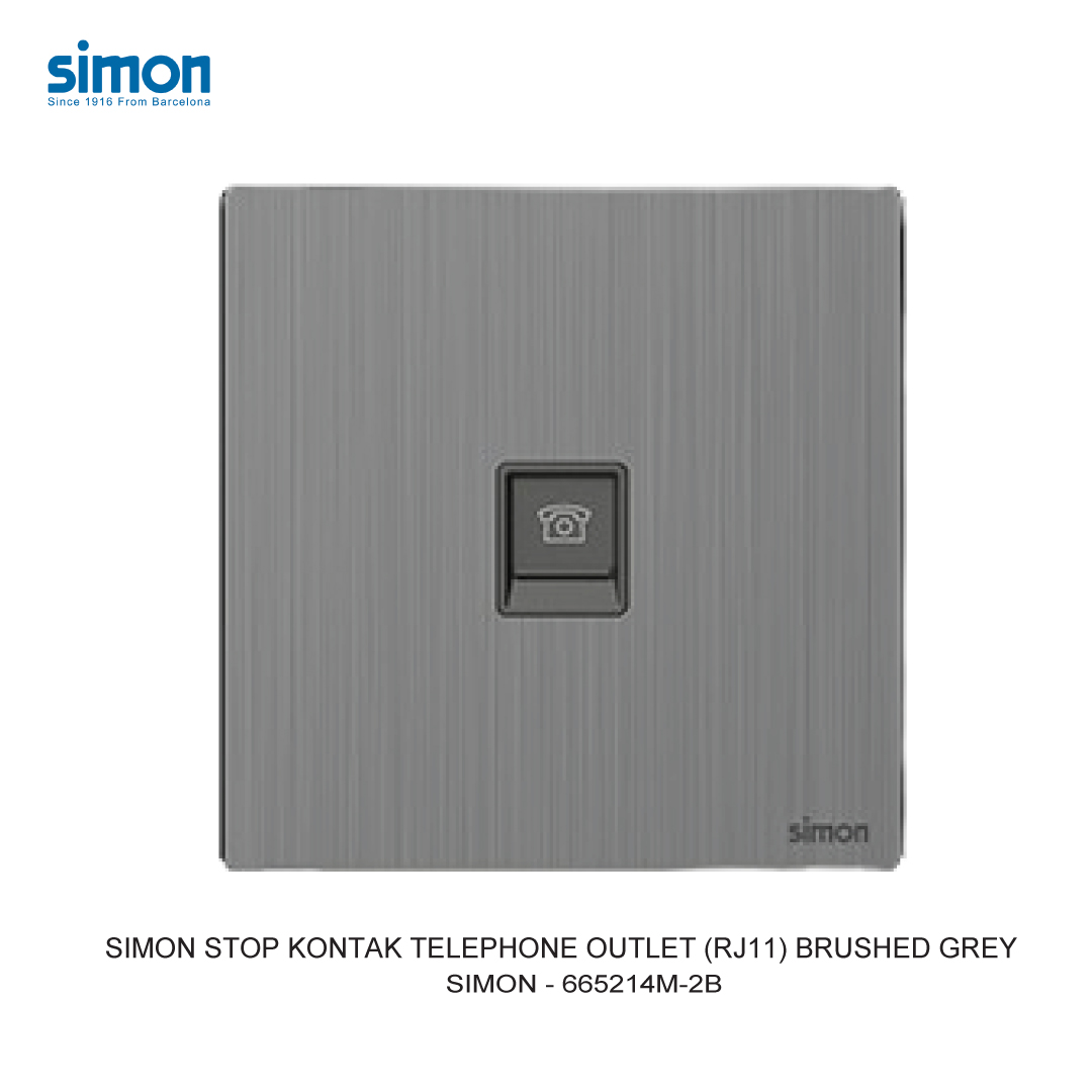 SIMON TELEPHONE OUTLET (RJ11) BRUSHED GREY