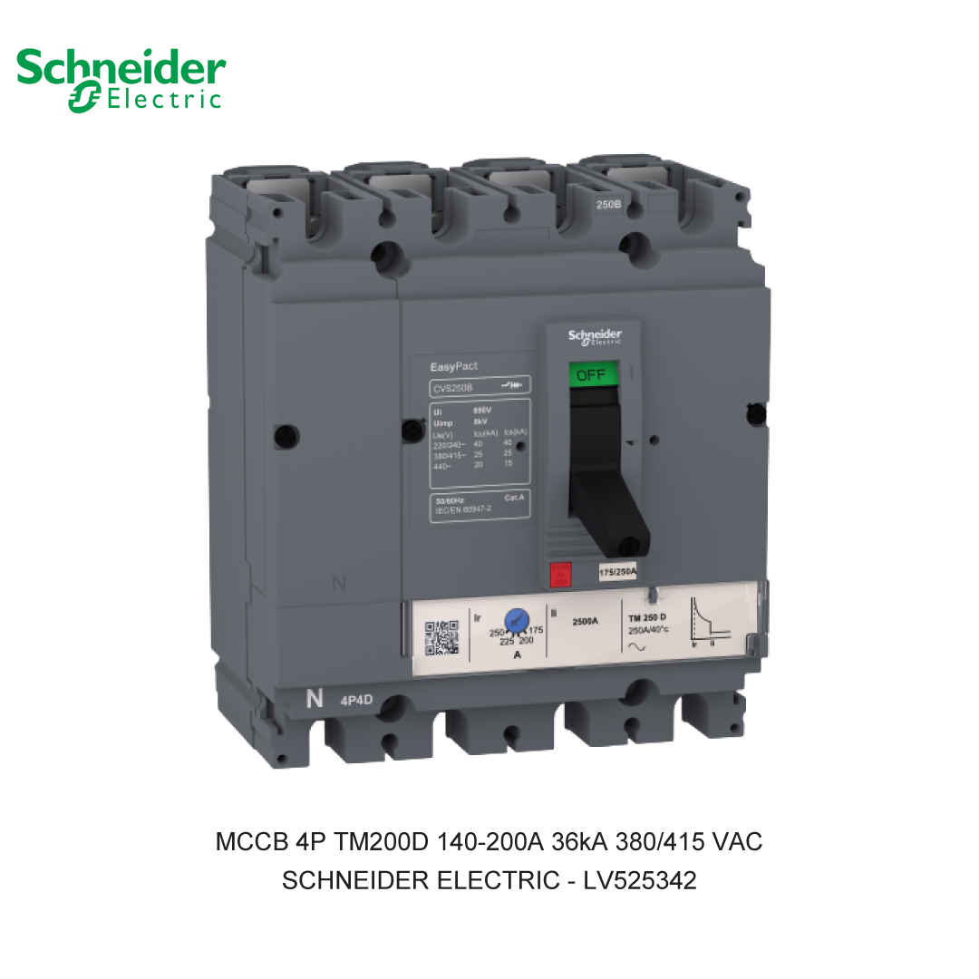 MCCB 4P TM200D 140-200A 36KA 380/415VAC