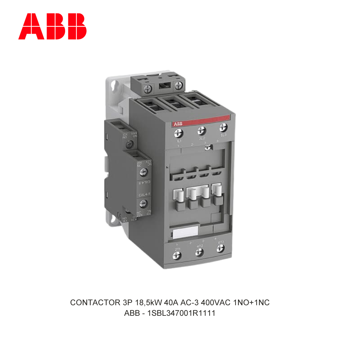 CONTACTOR 3P 18.5kW 40A AC-3 24-60VAC 20-60VDC 400V COIL 1NO+1NC