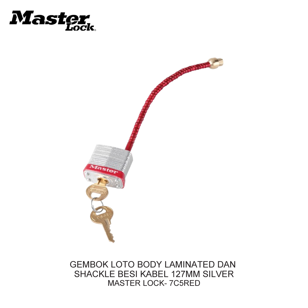 GEMBOK LOTO BODY LAMINATED AND SHACKLE BESI KABEL 127MM SILVER